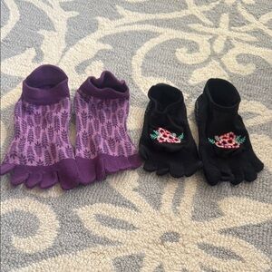 Purple and Black Toe Sox for yoga and Pilates